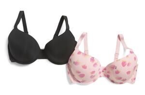 2 Pack Juicy Couture Full Figure Smooth Bras Strawberries Pink Black Sz 38D NEW